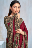 Crepe Wine Maroon Saree With Printed Work For Navratri