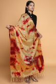 Tie-Dye Printed Silk Dupatta In Creame-Beige Color