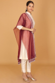 Maroon Net Embroidered Dupatta