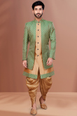 Dark Beige Art Silk Men Sherwani