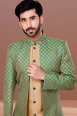 Dark Beige Art Silk Men Sherwani