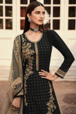Dark Beige Net A-Line Embroidered Lehenga