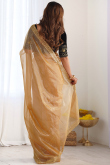 Dark Beige Net Embroidered Light Weight Saree 