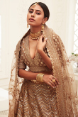 Dark Beige Sequins Embroidered Silk Lehenga For Engagement 