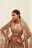 Dark Beige Sequins Embroidered Silk Lehenga For Engagement 