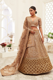 Dark Beige Sequins Embroidered Silk Lehenga For Engagement 