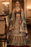 Dark Beige Silk Foil Print Panalled Style Lehenga Lehenga 