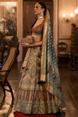 Dark Beige Silk Foil Print Panalled Style Lehenga Lehenga 