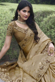 Dark Beige Viscose Silk Embroidered Ombre Saree