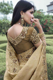 Dark Beige Viscose Silk Embroidered Ombre Saree