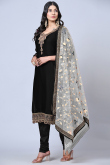 Dark Black Georgette Churidar Churidar Suit