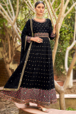 Dark Black Georgette Embroidered Anarkali Suit