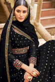 Dark Black Georgette Embroidered Anarkali Suit