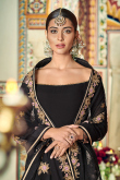 Georgette Dark Black Sequins Embroidered Party Wear Sharara Suit