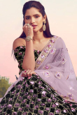 Dark Black Lycra A Line Lehenga for Women