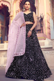 Dark Black Lycra A Line Lehenga