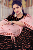 Dark Black Lycra Embroidered Lehenga