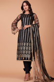 Dark Black Net Embroidered Trouser Suit