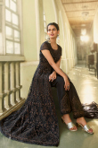 Dark Black Net Floor Length Anarkali Suit