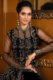Dark Black Sangeet Dori Embroidered Net Wedding Anarkali Suit