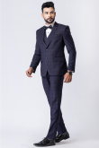 Dark Blue Men's Polyester Tuxedo Suit