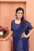 Dark Blue Net Saree for Party Wear with Pearl embroidery