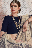 Navy Blue Silk Lehenga with Silk Choli