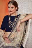 Navy Blue Silk Lehenga with Silk Choli