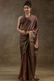 Dark Brown Chiffon Saree with Shimmer for Diwali 