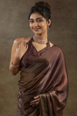 Dark Brown Chiffon Saree with Shimmer for Diwali 