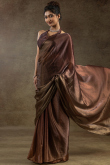 Dark Brown Chiffon Saree with Shimmer for Diwali 