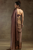 Dark Brown Chiffon Saree with Shimmer for Diwali 