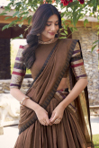 Dark Brown Cotton Weaved Flared Style Lehenga For Festival
