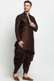 Dark Brown Dupion Silk Men's Dhoti Kurta