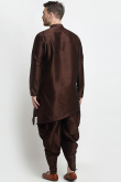 Dark Brown Dupion Silk Men's Dhoti Kurta