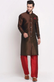 Dark Brown Dupion Silk Men's Kurta Pajama