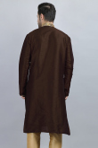 Dark Brown Dupion Silk Patch Embroidered Men Kurta 