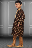 Men Kurta Pajama for Wedding Wear in Dupion Silk Dark Brown