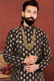Dark Brown Jacquard Woven Men's Sherwani