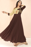 Rayon Dark Brown Thread Embroidered Party Wear Kurti
