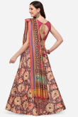 Dark Brown Silk Digital print A-Line Style Lehenga
