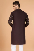 Dark Brown Silk Kurta with Zari Work for Diwali Festive Wear