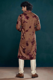 Dark Brown Viscose Embroidered Straight Cut Men's Kurta Pajama 