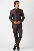 Dark Brown Viscose Jodhpuri Style Plain Men's Coat Pant