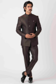 Dark Brown Viscose Jodhpuri Style Plain Men's Coat Pant