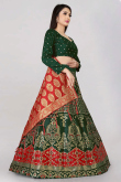 Banarasi Silk Lehenga in Banarasi Silk Dark Green for Wedding 