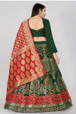 Banarasi Silk Lehenga in Banarasi Silk Dark Green for Wedding 