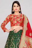 Lehenga in Banarasi Silk Dark Green with Zari Work for Wedding 