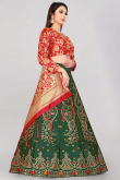Lehenga in Banarasi Silk Dark Green with Zari Work for Wedding 
