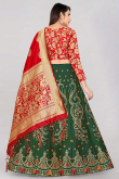 Lehenga in Banarasi Silk Dark Green with Zari Work for Wedding 